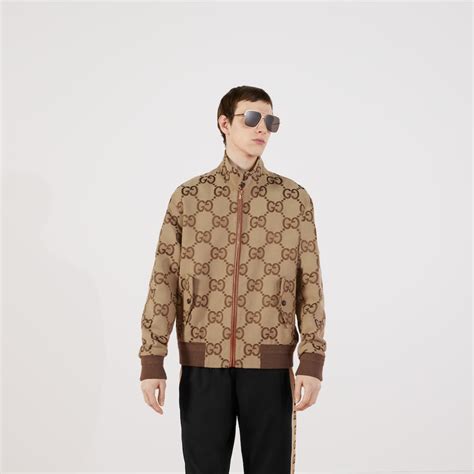 gucci jumbo gg canvas jacket|Gucci Jumbo GG Canvas Jacket Beige/Ebony Men's .